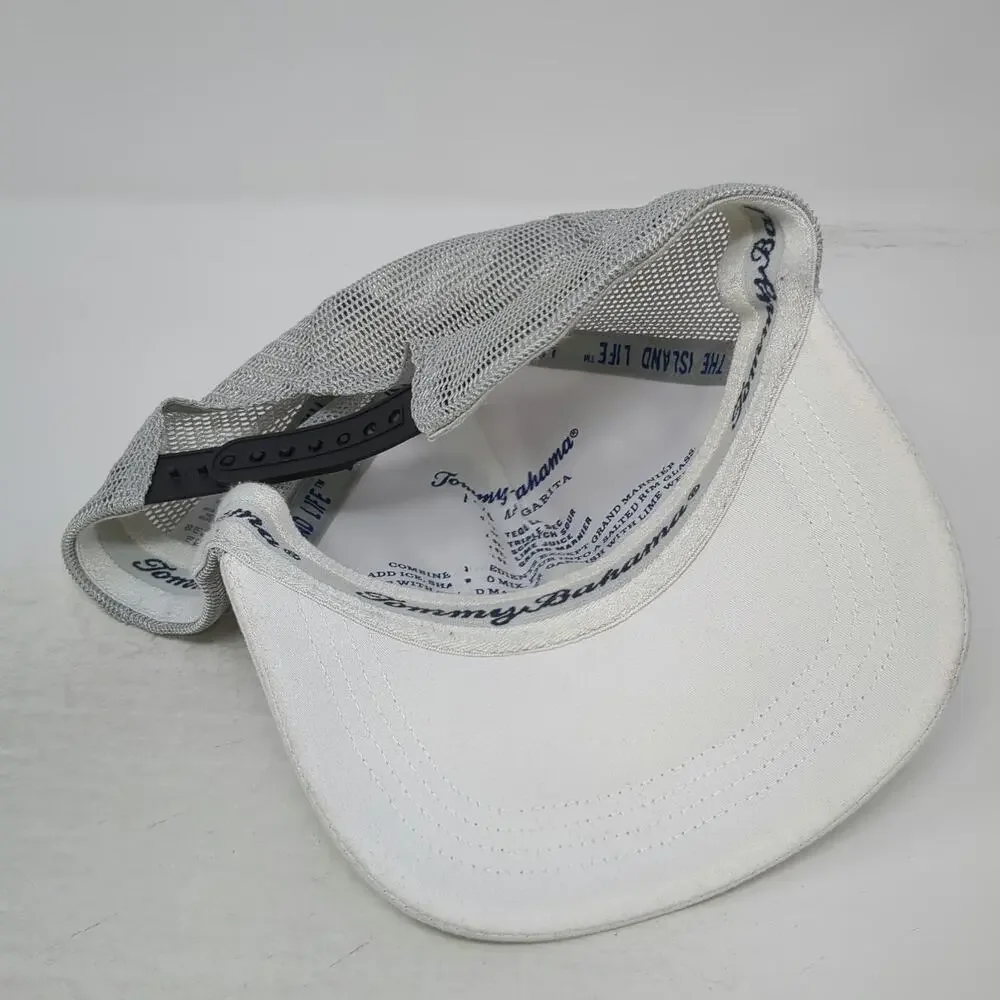Tommy Bahama Trucker Hat White One Size Marlin Margarita Recipe Gray Mesh
